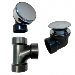 PSP0058 Bathtub Overflow, Sch. 40 ABS Plumbers Pack with Tip-Toe Bath Drain